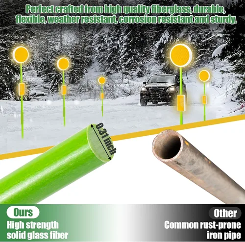 Miniatura 4 de LOMNYIY Marcadores reflectores de entrada, marcadores reflectantes para arado de nieve, poste de fibra de vidrio de 51 pulgadas, reflectores