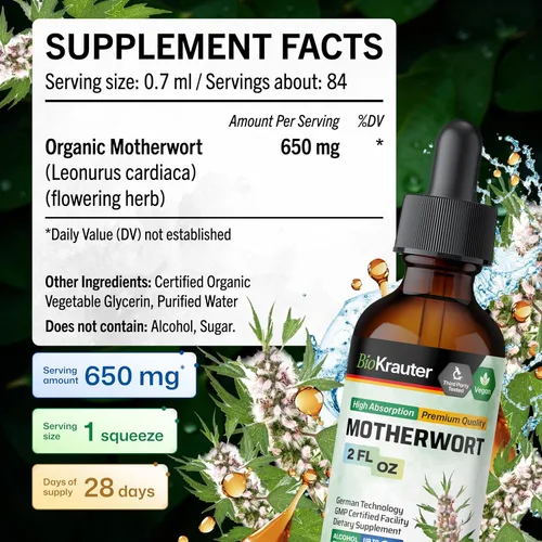 Miniatura 4 de BIO KRAUTER® Suplementos de perimenopausia y menopausia para mujeres* - Tintura vegana de agripalma de 2 onzas líquidas Suministro de 28 días