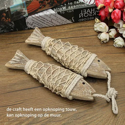Miniatura 7 de Paquete de 2 piezas de arte de pared de peces de madera, decoración colgante de peces tallados a mano, adorno decorativo de peces para tema náutico