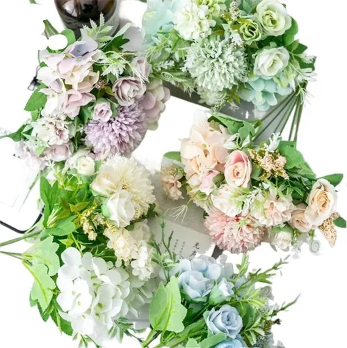 Miniatura 7 de 1 ramo de flores artificiales de peonía de seda para decoración de boda, ramo de flores de otoño, decoración de hotel, decoración de hotel, mesa
