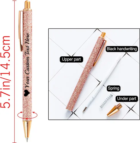 Miniatura 5 de Bolígrafo personalizado, 1 unidad, bolígrafo personalizado con logotipo de mensaje de nombre comercial impreso, carcasa de metal brillante de tinta