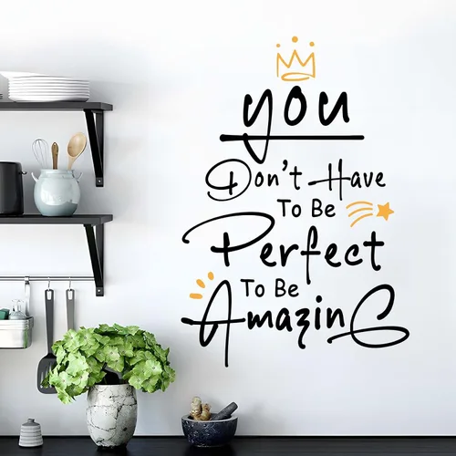 Miniatura 5 de CEYAZYE Calcomanías motivacionales – No tienes que ser perfecto para ser increíble, calcomanías de pared para despegar y pegar, citas inspiradoras