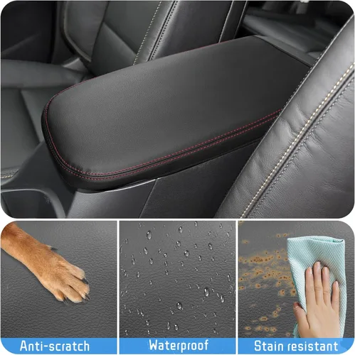 Miniatura 3 de QianBao Compatible con Chevrolet Equinox 2018-2023 /GMC Terrain 2017-2023, caja de reposabrazos de cuero, funda de consola central, línea roja