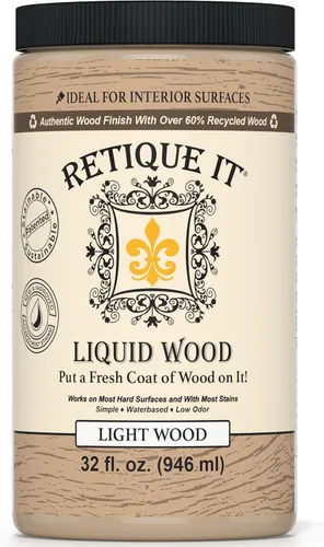 Retique It Recubrimientos de Madera Líquida de Fórmula Nueva y Mejorada - Imprimación Teñible - Píntalo y Luego Tiñelo (Madera Clara, Grande)
