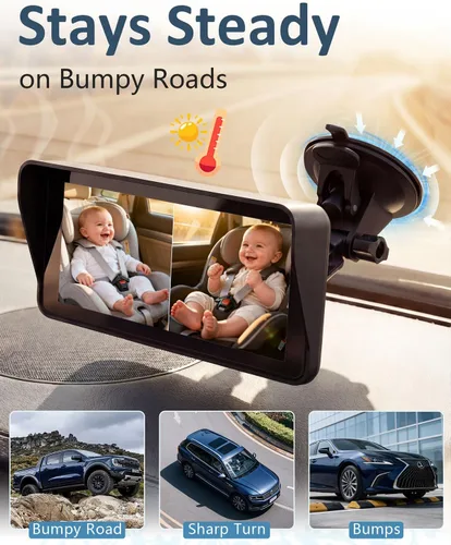 Miniatura 6 de Cámara de Coche para Niños de 2 Yakry para Asiento: Pantalla Ultrawide de 6.9 Pulgadas con Dos Cámaras Orientadas hacia Atrás - Cámara Trasera USB
