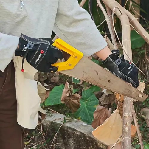 Miniatura 4 de Guantes de trabajo de cuero de vaca para hombres, resistentes para jardinería, patio, paisajismo, soldadura, mecánica, construcción, campamento