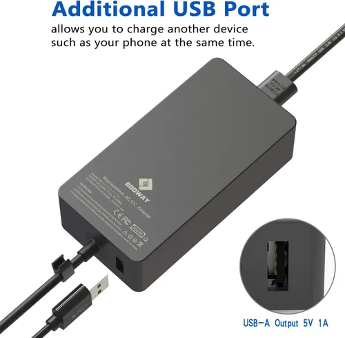 Miniatura 3 de Cargador adaptador de corriente de 102 W, 15 V 6.33 A, compatible con Surface Book 2 1, Surface Laptop 3 2 1, Surface Pro X Pro 7 Pro 6 Pro 5 Pro 4