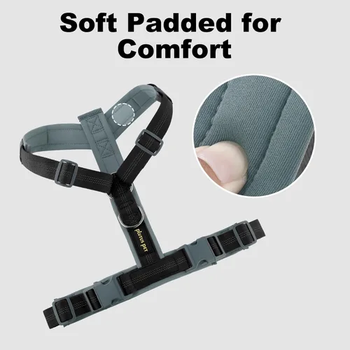 Miniatura 63 de Arnés para perro Plutus Pet sin tirón, arnés ajustable de nylon con acolchado suave, arnés para perro reflectante y resistente para perros pequeños