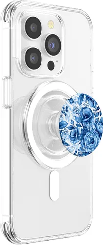 Miniatura 4 de Bonito patrón floral francés azul y blanco tan bonito PopSockets MagSafe PopGrip para iPhone