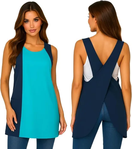 Miniatura 10 de Delantal con espalda cruzada para mujer. Impermeable. Delantales japoneses para mujer con bolsillos. Uniforme de limpieza. Delantal de limpieza