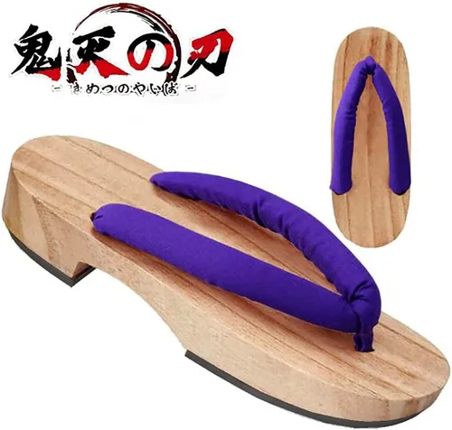 Miniatura 2 de Meaniny Zuecos de madera para mujer, estilo Kamado Kochou para cosplay, pantuflas Geta japonesas