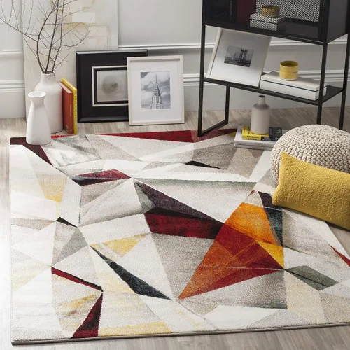 Miniatura 29 de SAFAVIEH Porcello Collection - Alfombra decorativa de 2 pies 3 pulgadas x 4 pies, gris claro y naranja, diseño abstracto moderno, no desprende