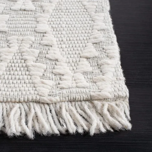 Miniatura 4 de SAFAVIEH Marbella Collection - Alfombra de pasillo de 2 pies 3 pulgadas x 8 pies, color marfil, hecha a mano, de lana con flecos, ideal para zonas