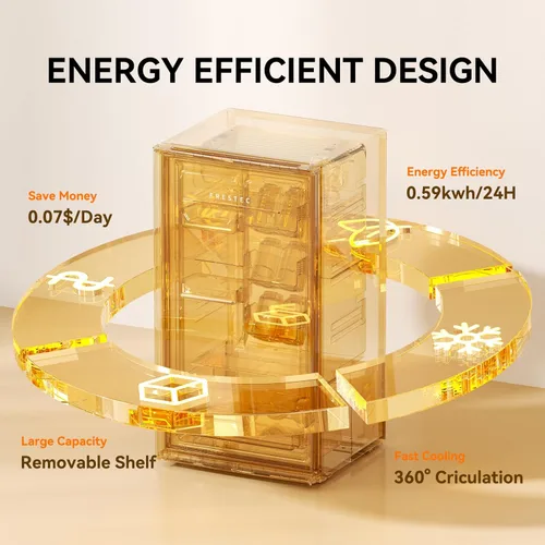 Miniatura 3 de Mini refrigerador de 3.2 pies cúbicos de una sola puerta con congelador, termostato ajustable, refrigerador pequeño de bajo ruido de ahorro