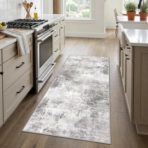 Miniatura 1015 de IOHOUZE Alfombra abstracta lavable de 3 x 12 pies para pasillos, antideslizante para cocina, camino de entrada de lana sintética para interiores