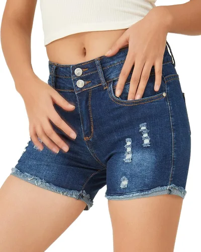 Miniatura 3 de PHOENISING - Shorts elásticos de mezclilla para mujer talla 2 a 16