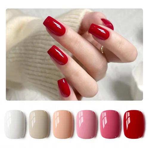 Miniatura 7 de GAOY - Juego de 6 esmaltes de uñas en gel de color rojo borgoña, incluido el kit de esmaltes en gel de color rojo vino cereza oscuro con luz