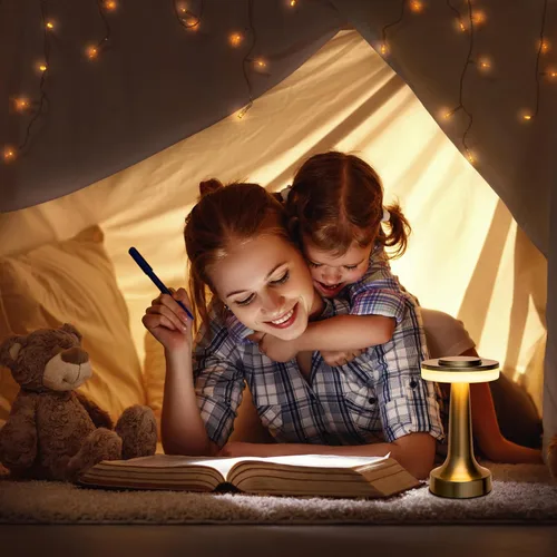 Miniatura 7 de O'Bright Lámpara de mesa LED portátil con sensor táctil, brillo de 3 niveles, batería recargable de hasta 48 horas de uso, luz nocturna para Blanco