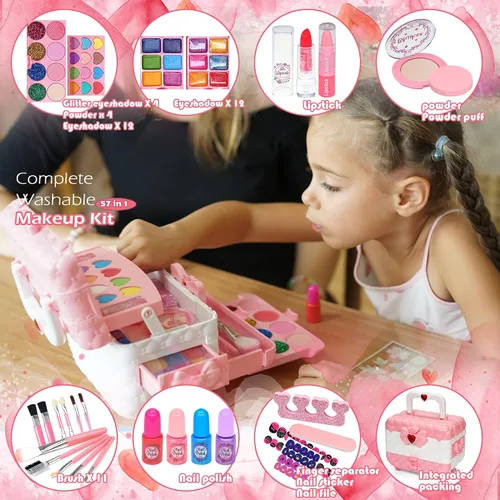 Miniatura 2 de Juegos de maquillaje para niñas - Juegos de maquillaje para niñas de 5 a 8 años, Maquillaje para niñas, Kit de maquillaje de juego, los mejores