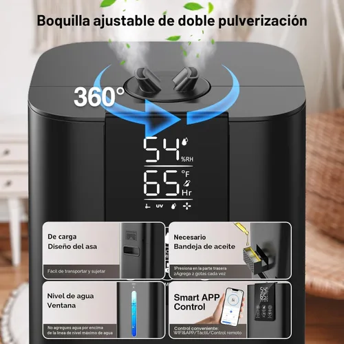 Miniatura 6 de Honovos Smart Humidifiers Large Room Bedroom Home, 2.11Gal(8L) Quiet Top Fill Cool Mist Humidifier, Smart App & Remote Control, 3 Speed Humidifier