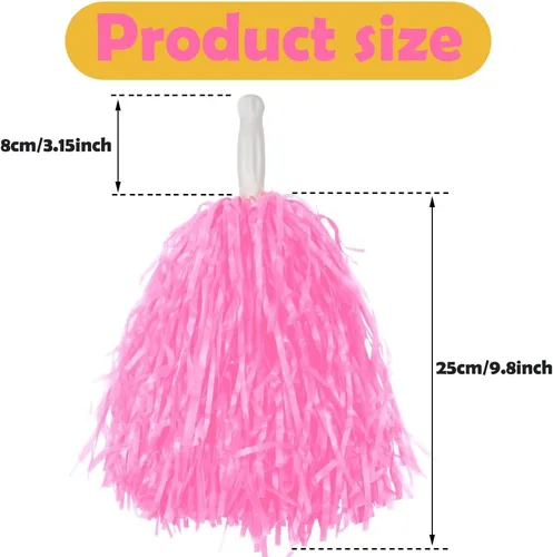 Miniatura 3 de Hooshing 12/24/80 PCS Pompones de Animadoras Deportivos con Espíritu Pompones de Animación de Plástico con Asas para Niños Adultos Equipo Fiesta Rosa