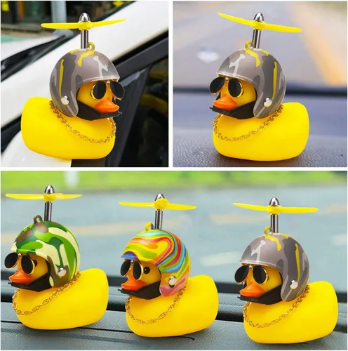 Miniatura 7 de wonuu Decoraciones de pato de goma para automóvil, lindos adornos de pato amarillo para tablero de instrumentos con hélice Desierto