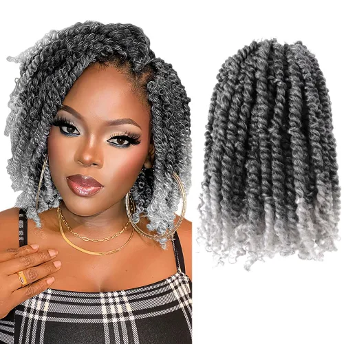 Miniatura 37 de Pelo Passion Twist de 8 pulgadas, trenzas de ganchillo pretrenzadas, paquetes de 8 paquetes (1B/negro natural)