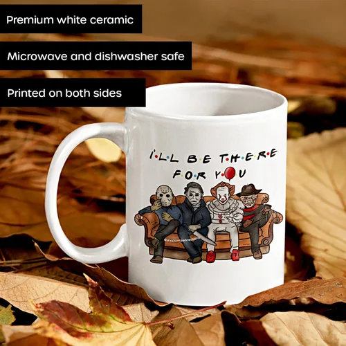Miniatura 2 de Taza Ill Be There For You, Friends Horror Villains, divertida taza de Halloween, Jason Freddy Michael Myers IT Pennywise Slasher regalo, Masked