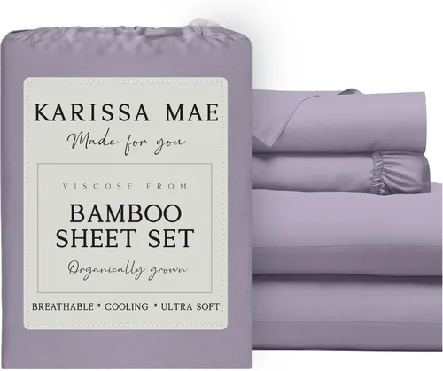 Miniatura 47 de KARISSA MAE Juego de sábanas tamaño individual de viscosa de bambú refrescante, 100% cultivadas orgánicamente, bolsillo profundo de 18 pulgadas