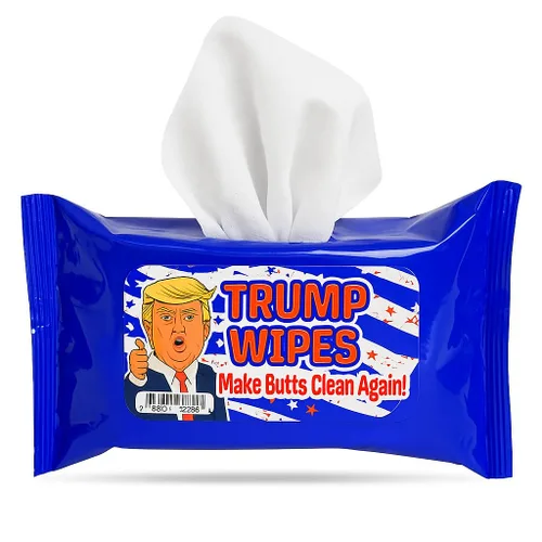 Trump Wipes - Divertidas toallitas húmedas para adolescentes y adultos, fabricadas en Estados Unidos, tamaño de viaje