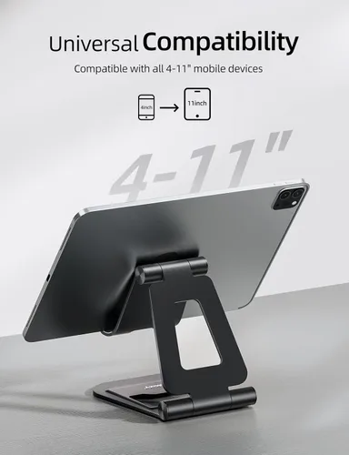 Miniatura 3 de Nulaxy Soporte plegable doble de aluminio para iPad, soporte para tablet de escritorio totalmente ajustable, accesorios para tableta de oficina