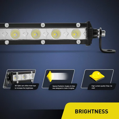 Miniatura 3 de Nilight 2 piezas de 7 pulgadas y 18 W ultra delgado de una sola fila LED de inundación barra de luz antiniebla, luz de trabajo para todoterreno