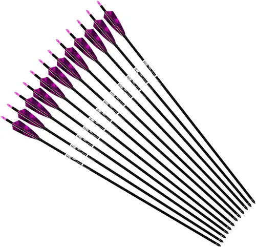 Miniatura 5 de Flechas de carbono de 31 pulgadas para práctica de caza con escudo de 4 pulgadas, 500 flechas para arco recurvo arco compuesto arco largo