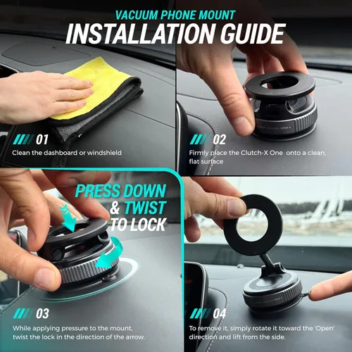 Miniatura 5 de CARMOUNT Clutch-X™ Black - Soporte de teléfono con ventosa para iPhone con ventosa para iPhone, soporte de teléfono de ventana para viajes, soporte