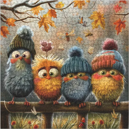 Miniatura 2 de Rompecabezas de Aves de Otoño para Adultos 1000 Piezas Naturaleza, Bonitos Rompecabezas de Arte de Paisaje de Otoño Planta, Mariposa Libélula Amigos