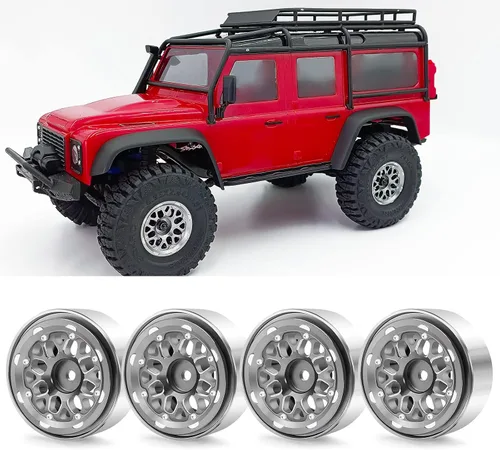 Miniatura 7 de Benedict Harry - Juego de 4 ruedas para llantas de oruga para 1/18 TRX4M TRX4-M Axial AX24 SCX24 Bronco Deadbolt C10 JLU Gladiator piezas de Negro