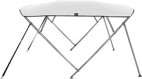 Miniatura 2 de MSC - Toldo superior de barco de 3 y 4 arcos, poliéster teñido en solución 600D, incluye 2 postes de soporte y 4 correas ajustables Blanco