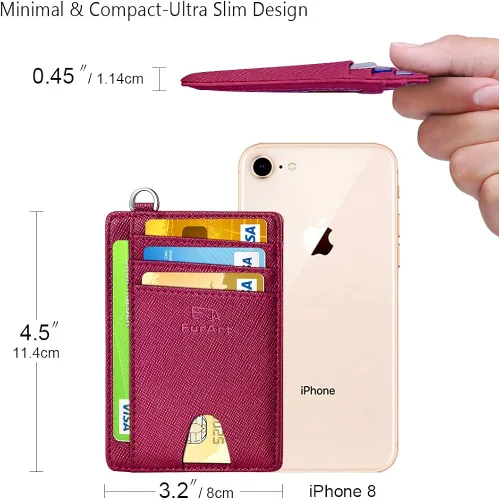 Miniatura 7 de FurArt - Cartera minimalista delgada con bolsillo frontal, bloqueo de identificación de radiofrecuencia (RFID), tarjetero, para hombres y mujeres