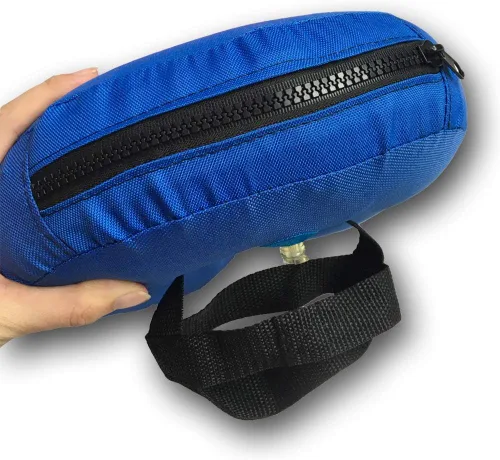 Miniatura 6 de Azul Pequeño - Soporte de Bebida Flotante Inflable Human Bobber – Flotador de Bebidas para Vasos, Yeti, Tervis, o Botella de Vino en la Tina