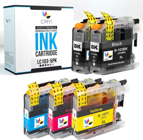 Miniatura 12 de LC103 - Cartucho de tinta de repuesto negro para Brother DCP-J132W, J152W, J172W, J4110DW, J552DW, J752DW, MFC-J245, J285DW, J4310DW, J4410DW