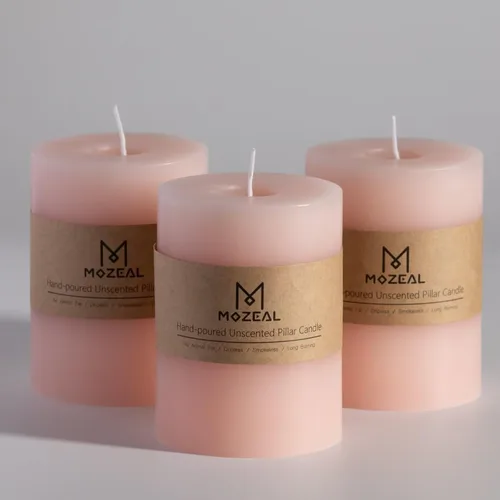 Miniatura 113 de MOZEAL Velas grandes sin perfume vertidas a mano de 3 x 8 pulgadas, sin humo, juego de 2, combustión lenta, sin goteo, aproximadamente 150 horas
