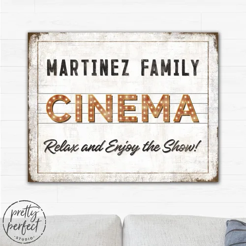 Miniatura 8 de Pretty Perfect Studio Letrero de cine personalizado para cine en casa, noche de cine familiar, sala de juegos multimedia, 8 x 10 pulgadas D. Cine