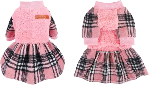 Miniatura 7 de Suéter para perro, ropa de invierno para perros pequeños, niño y niña, vestido de otoño para perrito, forro polar cálido, chihuahua, Yorkie, Tartán