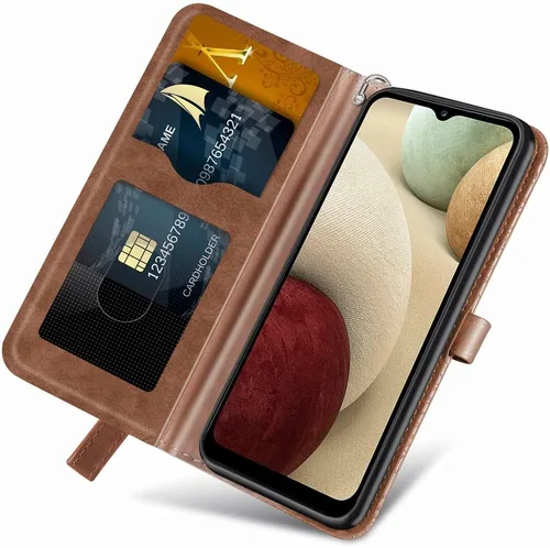 Miniatura 2 de Funda tipo cartera para Samsung Galaxy A13, piel sintética de alta calidad con diseño de árbol en relieve, función atril, ranuras para tarjetas