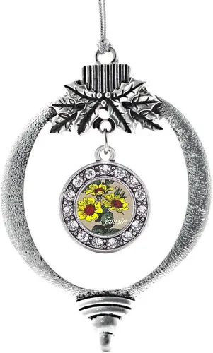 Miniatura 126 de Inspired Silver - Bonita bandera estadounidense - Adorno de Navidad plateado - Adorno de árbol de Navidad con dije circular con circonita cúbica