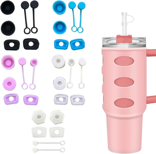 Miniatura 3 de Juego de 6 tapones para mantener tu taza limpia y ordenada a prueba de derrames para Stanley, vaso cuadrado redondo de silicona a prueba de derrames