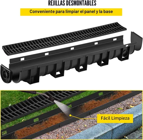 Miniatura 4 de VEVOR Sistema de drenaje de zanjas con rejilla de plástico, drenaje de canal HDPE de 5.9 x 5.1 pulgadas para jardín, entrada de vehículos, paquete