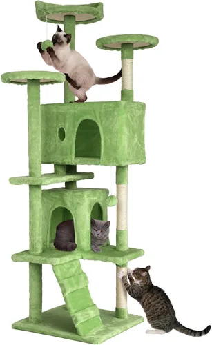 Miniatura 19 de Árbol para gatos de 54 pulgadas, torre de escalada para gatos con poste rascador, casa para gatos con percha, árbol para gatitos, condominio