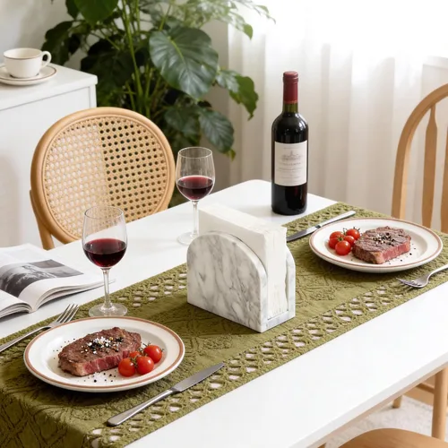Miniatura 5 de Servilletero de mármol para mesa, servilleteros verticales con textura única de mármol, dispensador de servilletas de pie para cocina, comedor
