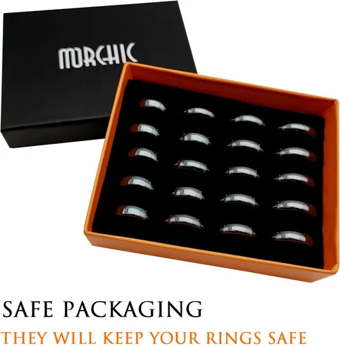 Miniatura 31 de Morchic - Anillos unisex de piedras de hematita, para equilibrar ansiedad, chakra raíz, (paquete de tamaños mixtos)